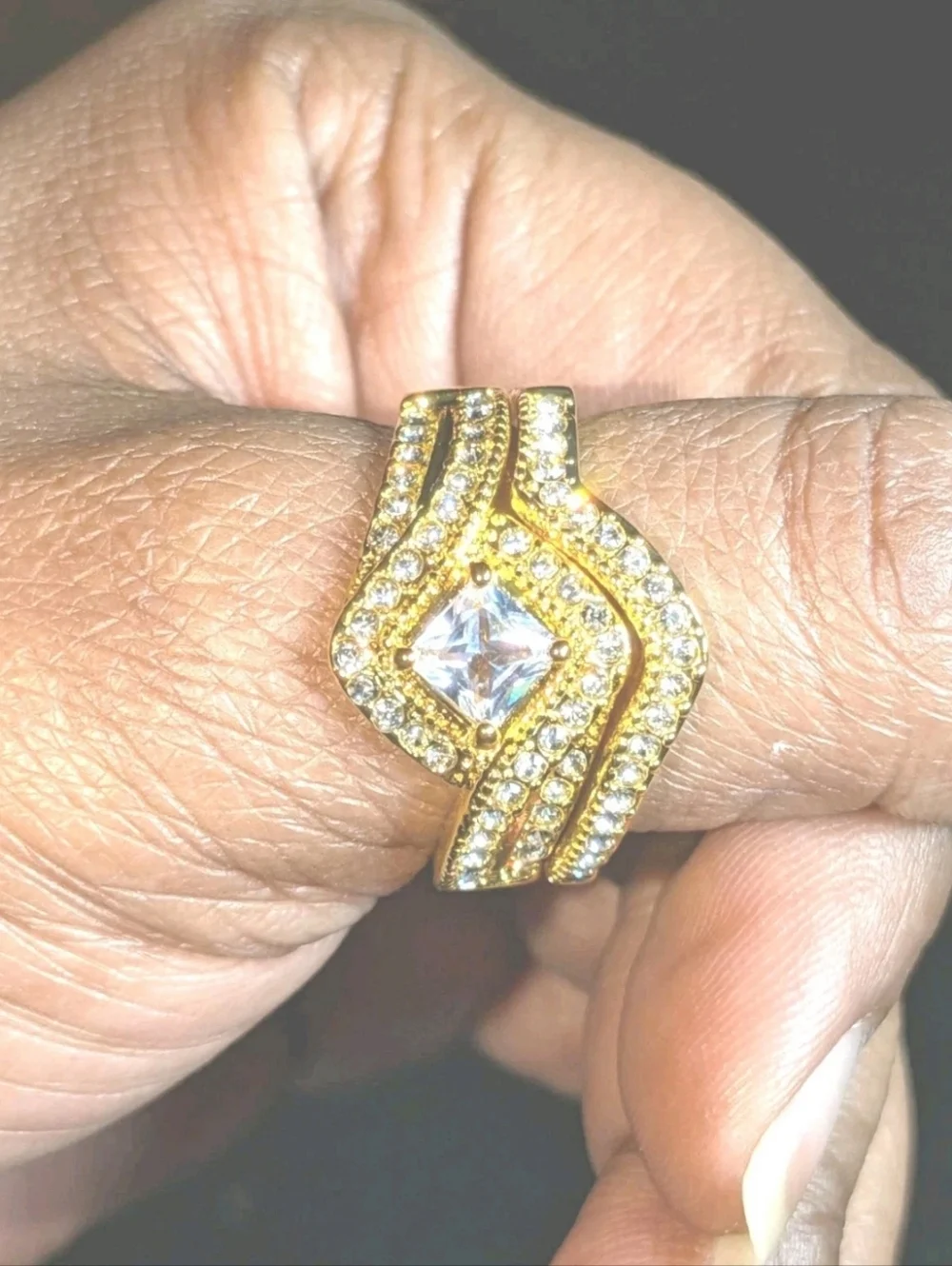 3Ct Lab-Created Diamond Engagement Bridal Ring Set 14K Yellow Gold Plated Sz 10